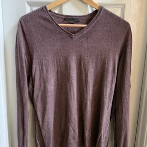 John Varvatos V-neck Sweater Mens M Silk Cotton Blend Purple Luxury Preppy Soft